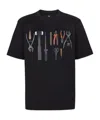Fendi Tool-print Cotton T-shirt In Black