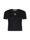 Fendi Logo Lettering Ribbed Cropped T-shirt In Black