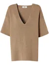 Fendi Dark Beige Cotton And Silk Sweater In Multi