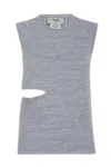 Fendi Sleeveless Wool Top With Unique Cut-out Detail In Gray