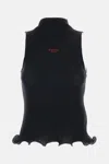 Fendi High Neck Fitted Sleeveless Top With Ruffles Clothing In Black