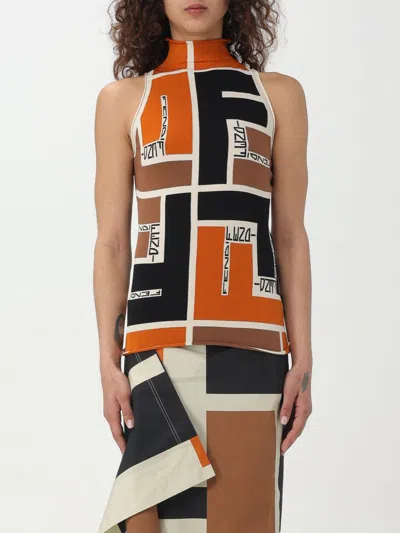 Fendi Women Printed Turtle-neck Top In Black