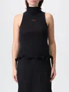 Fendi High Neck Fitted Sleeveless Top With Ruffles Clothing In Black