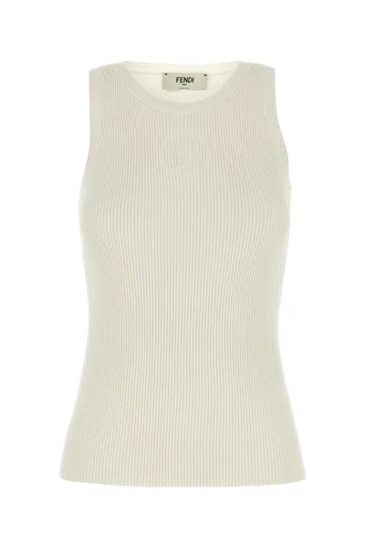 FENDI TOP IN MISTO SETA AVORIO DONNA