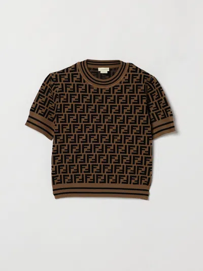 Fendi Top Kids Color Brown In Multi