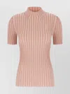 Fendi Top Mock Neck Cotton Blend In Neutrals