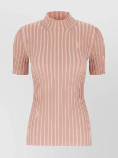 Fendi Top Mock Neck Cotton Blend In Neutrals