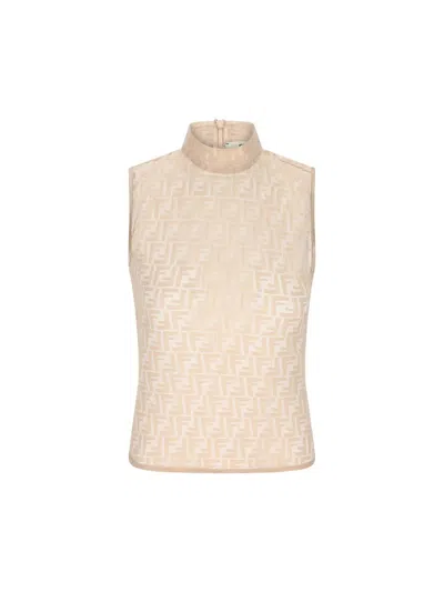 Fendi Ff Tank Top In Neutral