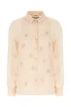 Fendi Silk Blouse With Collar And Floral Embroidery In Pink