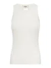 Fendi Ivory Ribbed Top In Silk Blend In White
