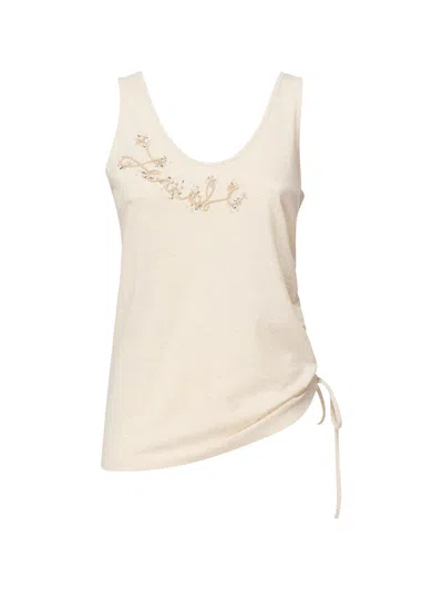 Fendi Top With Logo Embroidery In Neutral