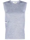 Fendi Sleeveless Wool Top With Unique Cut-out Detail In Gray