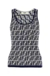 Fendi Ff Jacquard Ribbed Tank Top In White