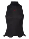 Fendi High Neck Fitted Sleeveless Top With Ruffles Clothing In Black