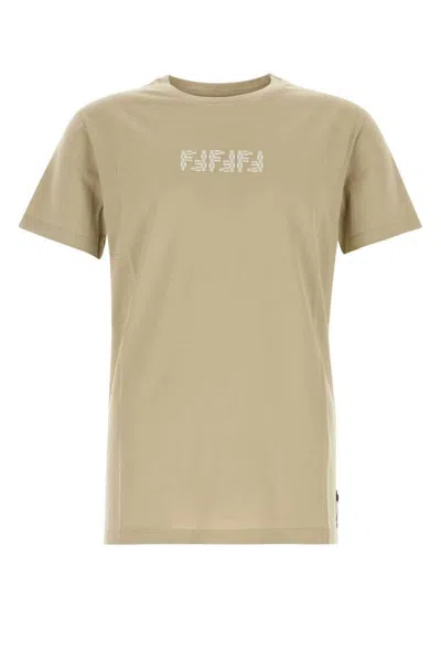 Fendi Tee Ff Logo-m Nd  Male In Beige O Tan