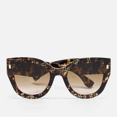 Pre-owned Fendi Tortoise Brown Gradient Ff0435/s Cat Eye Sunglasses