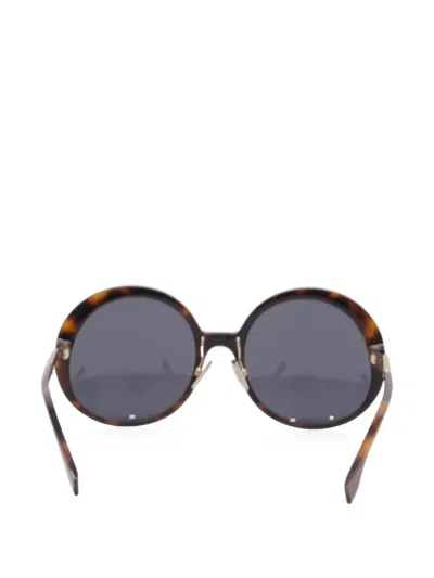 Pre-owned Fendi Tortoiseshell Round Sunglasses In Brown