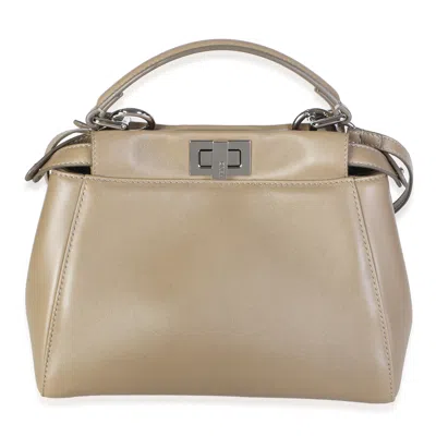 Pre-owned Fendi Tortora Nappa Mini Peekaboo Iconic Satchel