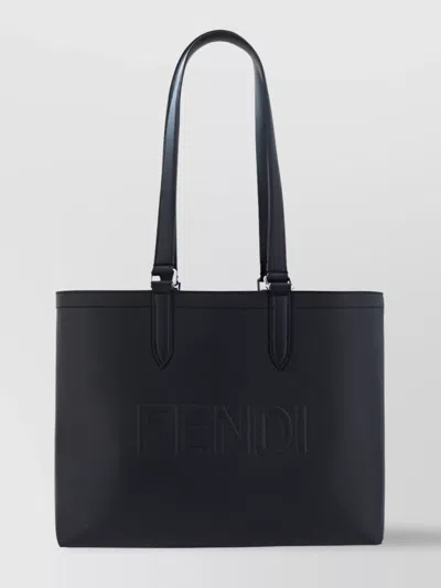 Fendi Tote Bag Leather Adjustable Handles In Black