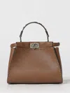 Fendi Mini Peekaboo Leather Tote Bag In Brown