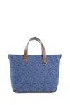Fendi Denim Effect Ff Jacquard Small Shopping Bag In Blue
