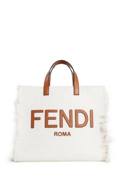 Fendi Ff Jacquard Tote Bag In Off-white