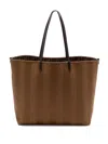 Fendi Borsa Shopping Roll Large Motivo Pequin E Ff In Brown
