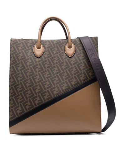 Fendi Vertical Tote Bag In Brown
