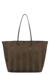 Fendi Striped Cotton Tote Roll Shoulder Bag In Green