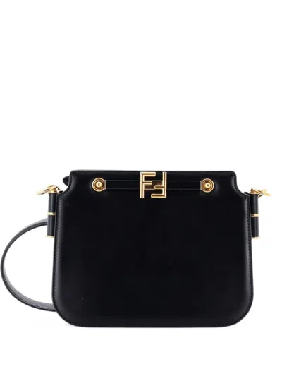 Pre-owned Fendi Touch Leather Shoulder Bag In Black