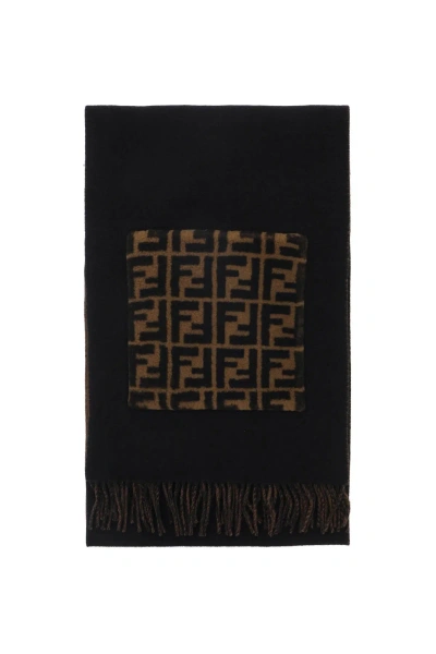 Fendi Touch Of Fur Scarf In Brown,black