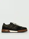Fendi Match Ff Jacquard Fabric And Suede Sneakers In Brown