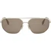 Fendi Travel 61mm Rectangular Sunglasses In Gold/brown
