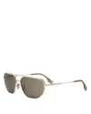 Fendi Travel Rectangular Metal Sunglasses, 61mm In Gold/brown