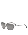 Fendi Travel Rectangular Metal Sunglasses, 61mm In Gray