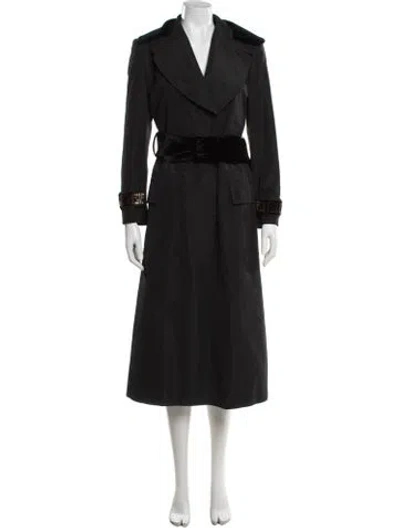 Pre-owned Fendi Trench Coat In Black