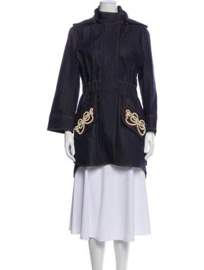 Pre-owned Fendi Trench Coat In Blue