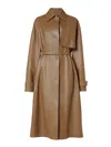 Fendi Light Brown Nappa Leather Trench Coat In Brown
