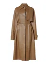 Fendi Light Brown Nappa Leather Trench Coat In Brown