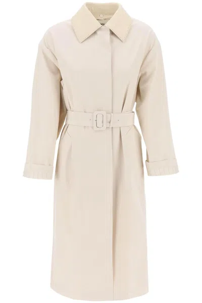 【送関込】FENDI☆trench coat with removable leather collar Fendi Trench Coat With Removable Leather Collar In White