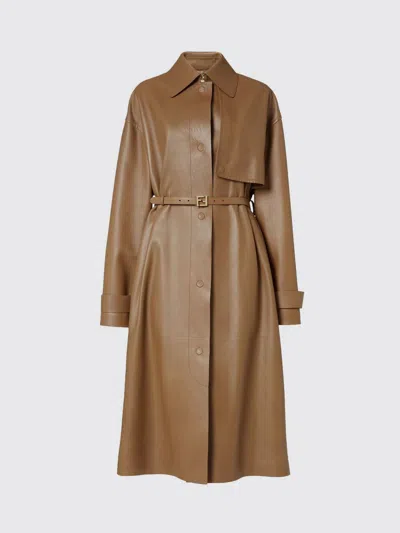 Fendi Trench Coat Woman  In Brown