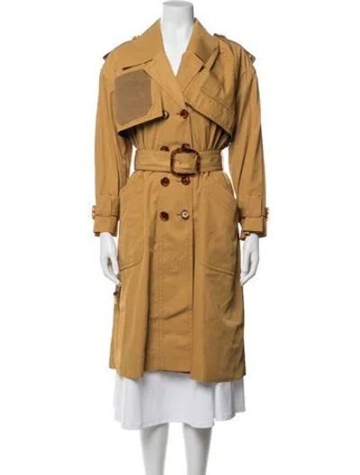 Pre-owned Fendi Trench Coat In Yellow
