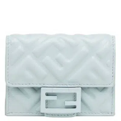 Fendi Tri Fold Compact Baguette Wallet In Blue