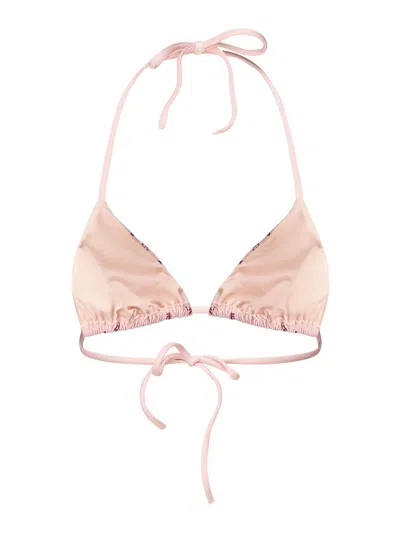 Fendi Triangle Bikini Top With Micro Print In Pink