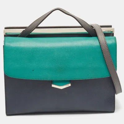 Pre-owned Fendi Tricolor Leather Small Demi Jour Top Handle Bag In Multicolor