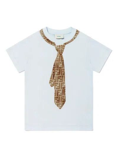 Fendi Kids' Trompe-l'oeil T-shirt In Blue