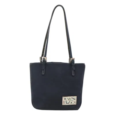 Pre-owned Fendi Trotter Canvas Tote Bag Navy Canvas Shoulder Bag ()
