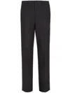Fendi Trousers In Black Ff Jacquard Linen Blend In Black