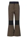 Fendi Brown Ff Canvas Trousers In Brown