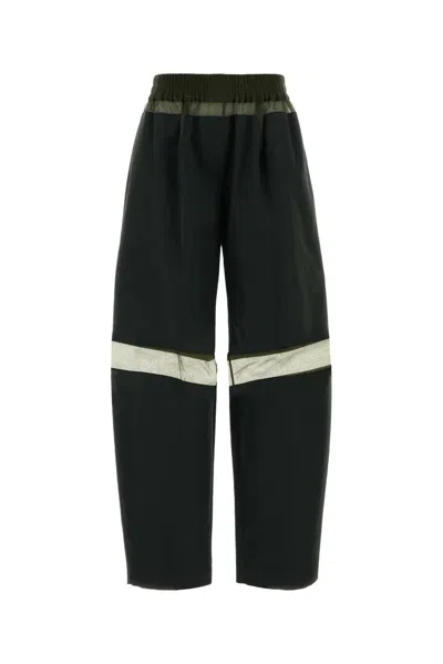 Fendi Color-block Cotton-silk Blend Trousers In Black